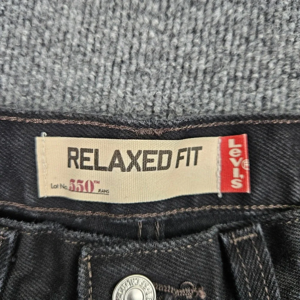 Levis 550 Jeans Men's 29x34 Relaxed Fit Black Denim Tapered Leg 100% Cotton